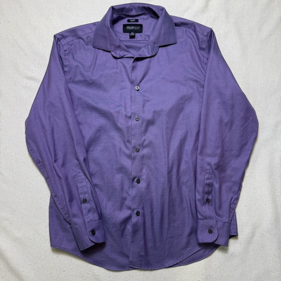 Kenneth Cole Awareness Men's Button Down Dress Shirt Purple Non Iron Slim Fit - Picture 1 of 3